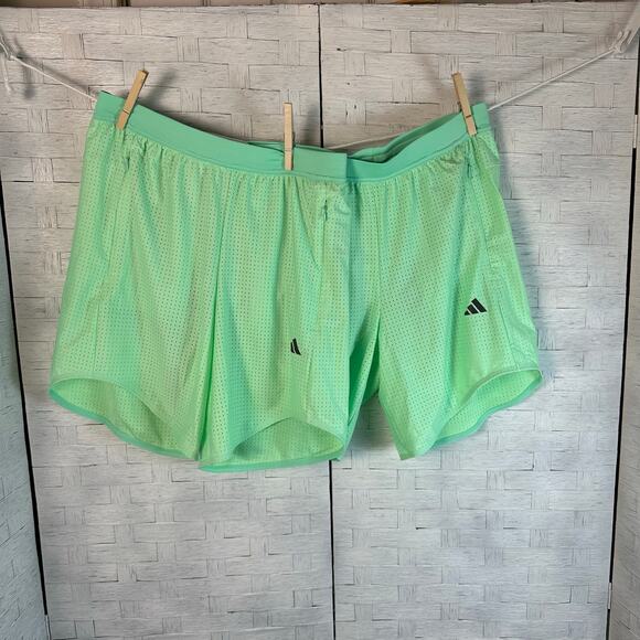 Adidas 2 men's shorts training running workout easy green zip close pockets mash